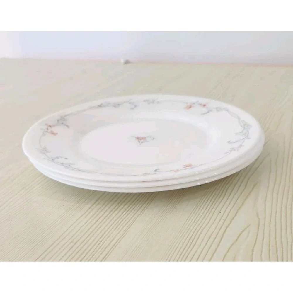 Arcopal France Odessa Salad Plate Blue & Pink Flowers White, Set Of 3